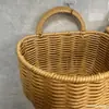 Nova Cesta de Armazenamento Trançada em Rattan Cozinha Gengibre Alho Cesta de Parede Banheiro Rack de Armazenamento para Lavatório Pingente Decorativo