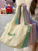 Bolsa Tote para Estudiantes para Mujer 2026 Nuevo Estilo Fresca Bolsa de Lona con Cordón Bolso de Mano Ligero Bolso de Hombro de Gran Capacidad
