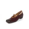 Zapatos Mary Jane Retro Franceses de Nariz de Cerdo y Punta Cuadrada de Piel de Oveja 2026 Otoño Tacón Bajo Grueso Bloqueo de Color Piel Genuina Boca Baja Zapatos de Una Sola Pieza para Mujer