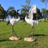 Simulação de guindaste ao ar livre, escultura, jardim, paisagem, jardim, jardim de pedras, piscina, decorações de pátio, guindaste branco, ornamentos de guindaste de coroa vermelha
