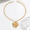 Collar vintage con forma de corazón martillado estilo francés para mujer, diseño de moda, joyería de cadena para clavícula texturizada, venta al por mayor directamente del fabricante, en stock