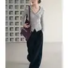 Elegante y sofisticado cárdigan de punto para mujer, nuevo para otoño, de corte ajustado, manga larga, con cuello de solapa y botones
