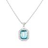 Comércio exterior transfronteiriço quente europeu e americano rock moda luz de luxo para homens e mulheres de aço titânio Diamante Quadrado safira pingente colar