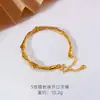 Pulsera Abierta Antigua de Cinco Líneas Láser Brillantes Chapada en Oro, Joyería para Mujer de Latón Chapado en Oro Trenzado que No Se Desvanece Fácilmente