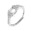 Anillo de plata de ley maciza S925 de 6 mm con montura vacía para gema de color DIY, punta de diamante, para transmisión en vivo, apilable, de alta gama, con cuenta redonda incrustada de diamante
