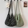 4481 Coréia do Sul Mesmo Estilo Bolsa Floral Bolsa Fina de Algodão Grande Capacidade Bolsa de Ombro Transversal Retrô Bolsa de Axila Artística