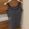 Camiseta sin mangas a rayas talla grande Otoño/Invierno 825 con doble tirante, cómoda, transpirable, adelgazante, alta elasticidad, ajustada al cuerpo, diseño a rayas, espalda bonita, para mujer, estilo transfronterizo