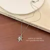 Elegante y Fresca Cadena de Collar con Colgante de Diamante Brillante en Forma de Estrella, Favor para Fans de Celebridades, Colgante del Mismo Estilo, Cadena de Cuello Delicada y Versátil