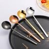 Cuchara redonda de acero inoxidable 304 con mango largo, estilo coreano, para bibimbap, para celebridades de Internet, cuchara Ding Dang en vivo, cuchara para comedor doméstico, cuchara dorada