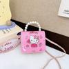 Bonito Impresso Pérola Portátil Pequeno Quadrado Bolsa Moda Dos Desenhos Animados Jardim de Infância Bolsa de Ombro Elegante Coreano Meninas Crossbody Bolsa