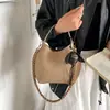 Bolsa de mão com textura de tendência transfronteiriça, bolsa tipo balde, bolsa feminina, novo verão 2026, cor sólida, corrente, bolsa de ombro único, bolsa tiracolo mãe-filho