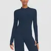 Nueva Chaqueta Deportiva de Running para Exteriores con Cremallera, Manga Larga para Yoga y Fitness con Agujeros para Pulgares, Secado Rápido, Ropa de Yoga para Mujer