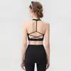 Sutiã esportivo de verão para mulheres, com gola halter, costas bonitas, design vazado, respirável, com bojos, adequado para usar como peça externa, regata de yoga para mulheres