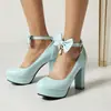 Nuevos Zapatos de Moda Punk para Mujer con Lazo y Hebilla de Tacón Alto 40-48 Talla Grande Zapatos de Comercio Exterior