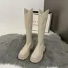 Botas brancas de verão estilo Martin para mulheres, botas de cowboy com corte em V estilo coreano, novo modelo 2023, botas longas de sola grossa