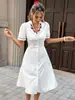 2026 Nueva Moda Femenina Transfronteriza Vestido Blanco de Cuello en V que Ceñe la Cintura
