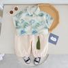 Traje de verano para niño, recién llegado 2024, estilo chino, traje Tang de verano para niño, traje de dos piezas de manga corta para bebé, traje de moda