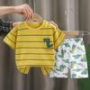 Conjunto Infantil de Manga Curta Algodão Roupa de Verão para Meninas Camiseta para Meninos Roupa de Bebê Roupa Infantil Estilo Coreano Shorts Esportivo