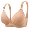 Ropa interior fina de encaje suave y transpirable para mujer sin varillas, soporte lateral push-up, anti-caída, sujetador para mujeres de mediana edad y mayores