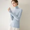 Suéter 100% cachemira pura para mujer, de cuello alto, listo para usar, ajuste slim para otoño e invierno, cuello alto apilado, camiseta base de punto ajustada