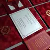 Rojo Puerta Doble Terciopelo Invitación de Boda Personalizada Portatarjetas de Terciopelo Nueva Invitación de Boda Tarjeta de Votos Regalo de Recuerdo