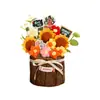 Regalo para el Día del Maestro para que los maestros expresen gratitud a sus mentores, decoración de mesa creativa, ramo de girasoles, cubo de madera adorno de planta en maceta pequeña