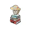 Etiqueta de Bordado por Computadora Lixin Calavera Divertida Leyendo Parche de Bordado DIY Parche para Ropa Accesorios Parche Termoadhesivo Parche de Tela