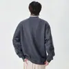 Sudadera Pulóver de Cuello Redondo 2025 Otoño Nueva Falsa de Dos Piezas Cuello en V Profundo Holgada Estilo Japonés Retro Camiseta Básica Versátil