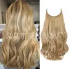 Cabelo Longo Cacheado Ondulado com Linha Transparente, Fábrica de Origem, Peruca Estilo Europeu e Americano, Estilo Linha de Pesca com Presilhas