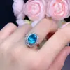 Anillo de piedra de topacio paraíba natural al por mayor de fábrica plata S925 incrustado piedra principal 8*10 vendiendo en Europa y América