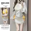 Bikini para Mujer Dulce y Picante Traje de Baño Bikini para Mujer Conjunto de Cuatro Piezas Sexy Estilo Pura Pasión Vacaciones Traje de Baño con Cubierta de Manga Larga