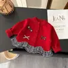 Cárdigan Suéter para Niñas Otoño Invierno Nuevo Estilo Infantil Dulce Cuadros Patchwork Volante Chaqueta de Punto para Bebé Top