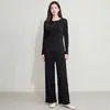 Conjunto Minimalista de Dos Piezas Estilo Miyake para Adelgazar con Top con Abertura Izquierda y Pantalones para Mujer, con Efecto de Caída, Adecuado para el Trabajo y el Uso Casual