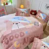 Juego de sábanas de cuatro piezas con forro polar y grosor extra, hecho de terciopelo de leche suave y cómodo, adecuado para dormitorios universitarios y habitaciones, un juego de ropa de cama de invierno de tres piezas