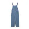 Overol de mezclilla azul Biebe para mujer, otoño, corte holgado, longitud hasta el suelo, pantalones casuales de pierna recta, mono adelgazante y rejuvenecedor