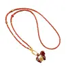 Cadena Versátil con Collar de Ágata Roja del Sur para Mujer, Cadena Larga para Suéter, Joyería de Lujo Ligero de Verano con Colgante de Caballo