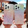 Estuche protector con estampado de leopardo en degradado de color mágico chapado en brillo para iPhone 15p/11, Apple 14/12, estuche protector 13