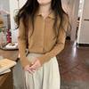 Suéter de Gola Polo Malha Botão Cardigan Camisa Base Gola Reversível Slim Fit Fino Manga Longa Primavera e Outono 2023
