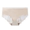 Ropa interior sin costuras de seda de hielo para mujer, sexy, de encaje, de cintura media, de algodón, con entrepierna bacteriostática, pantalones cortos finos y transpirables de verano para chicas jóvenes.