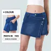 Nova Saia Jeans de Cintura Alta para Mulheres, Alta Elasticidade, Justa ao Corpo, com Zíper e Botões, Shorts Casuais Falsos de Duas Peças