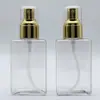 A Fábrica Produz Frascos Quadrados Planos de 100ml e 150ml com Borrifador de Boca 24 para Perfume, Álcool e Hidratação, e Frascos Plásticos Feitos de Petg