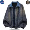 Jaqueta cardigan de tricô de alta qualidade, marca NASA, imitação de duas peças, masculina, outono, casual, corte solto, estilosa e luxuosa, peça de outer wear