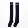 Calcetines largos hasta la rodilla para mujer, estilo japonés, de algodón, de dos barras, de color liso, de punto, para estudiantes, para otoño e invierno.