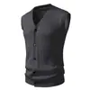 Transfronterizo 2025 Nuevo Chaleco de Punto para Hombre Multicolor Trenzado Cuello en V Sin Mangas Cárdigan Chaleco Suéter de Negocios para Hombre
