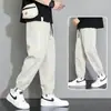 Fabricante Direto Calças Casuais de Seda Gelo Masculinas Verão 2025 Novas Largas Masculinas de Verão Finas Nove Pontos Calças Casuais