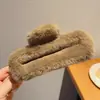Pinza de Garra de Peluche para Mujer, Pinza Grande para el Cabello de Otoño e Invierno con un Toque de Lujo, Pinza de Tiburón Ins para Cabello Grueso, Pasador para Moño, Accesorio para el Cabello