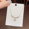 Colar de Zircônia Estrela Pingente Estrela Nicho Luxo Leve Versátil Corrente de Clavícula Cravejada de Strass Moderno Versátil Acessórios de Colar para Mulheres Atacado