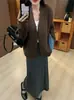 Cardigan Tricô Jeans Patchwork Estação Europeia 2026 Outono/Inverno Novo Design Solto Casual Sense de Design Jaqueta Suéter Tendência Feminina
