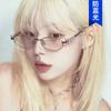 Armazón de Metal Ovalado con Incrustaciones de Diamantes Ke Dun, Gafas de Marco Pequeño Perladas, Estilo de Gama Alta, Adecuadas para Maquillaje Natural, Se Pueden Adaptar con Lentes Graduados para Miopía