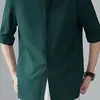 Camisa Blanca de Manga Corta Estilo Chino Nuevo para Hombre Beijianglang, Nuevo Set de Traje Casual Zhongshan de Verano Estilo Francés Resistente a las Arrugas sin Planchar
